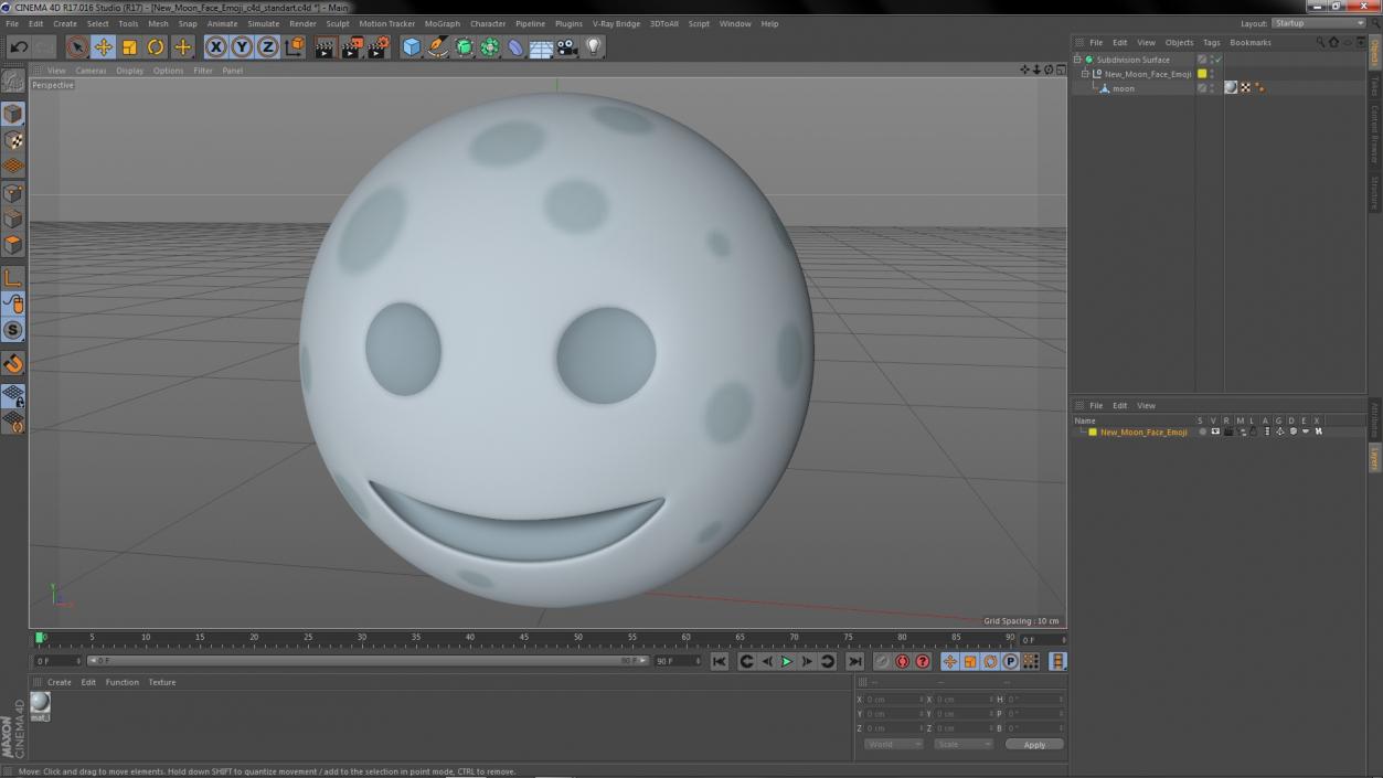 New Moon Face Emoji 3D model