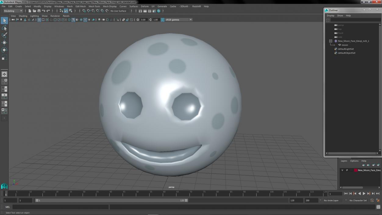 New Moon Face Emoji 3D model