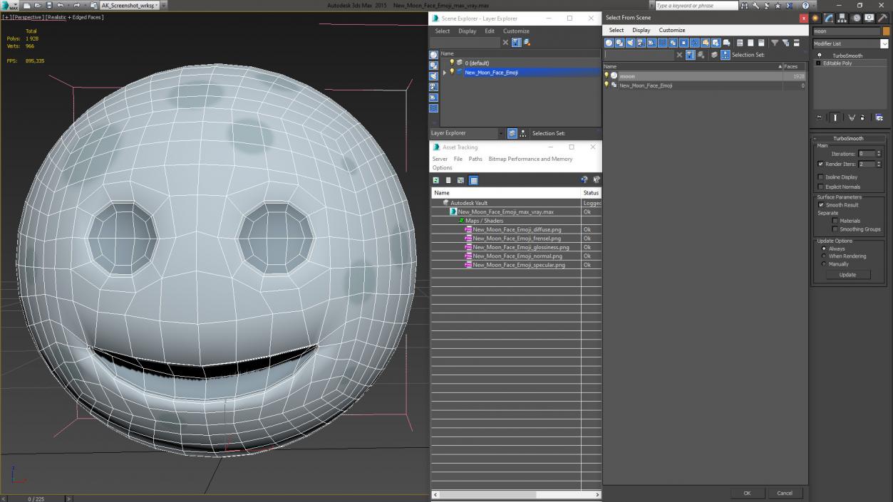 New Moon Face Emoji 3D model