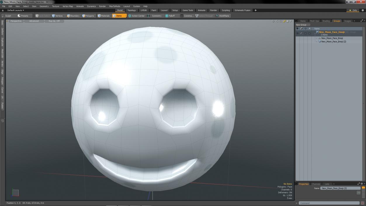 New Moon Face Emoji 3D model