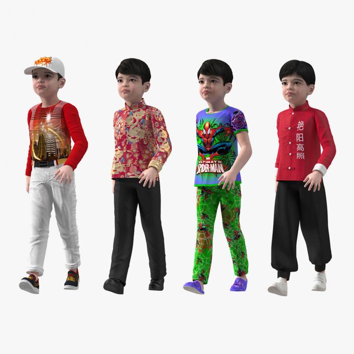 3D Rigged Asian Child Boys Collection 2