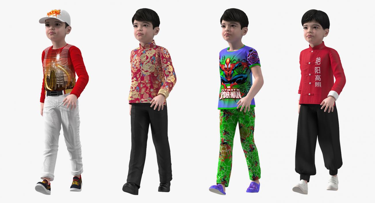 3D Rigged Asian Child Boys Collection 2