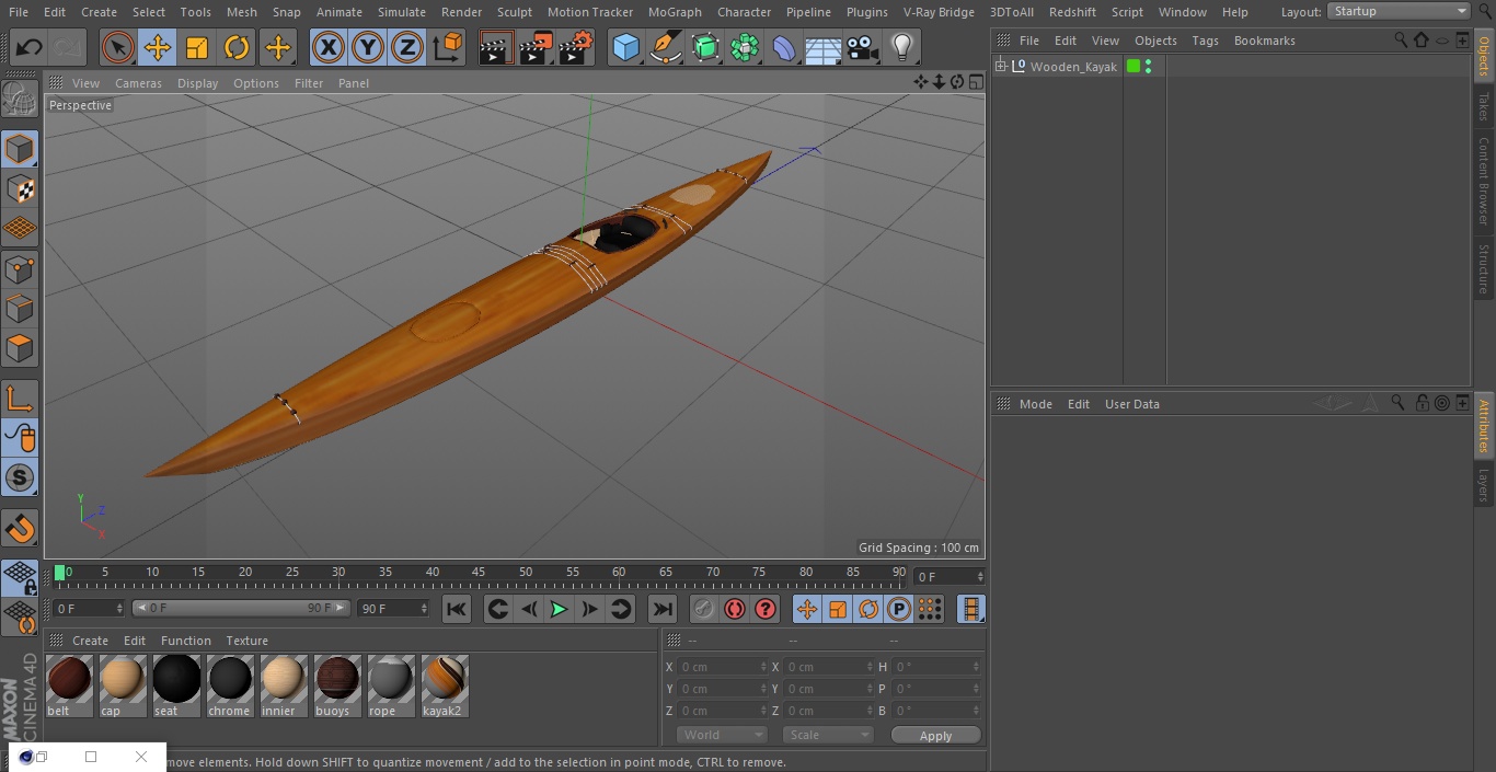 Wooden Kayak 3D