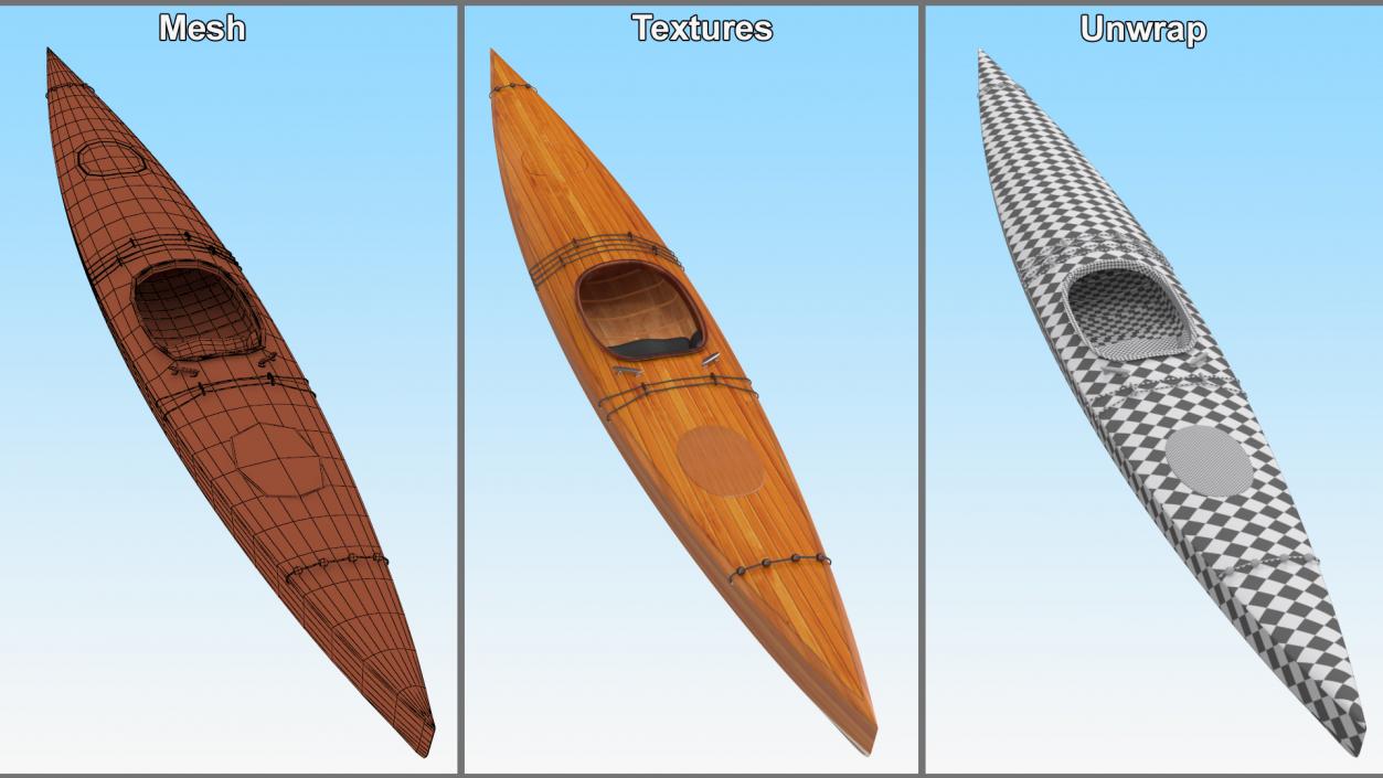 Wooden Kayak 3D