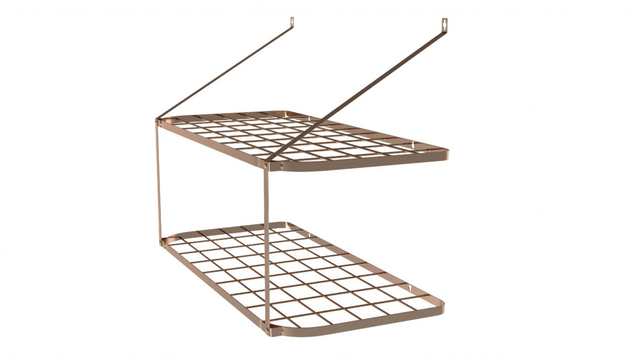 3D Wall Mounted Kitchen Pot Rack Organizer Copper