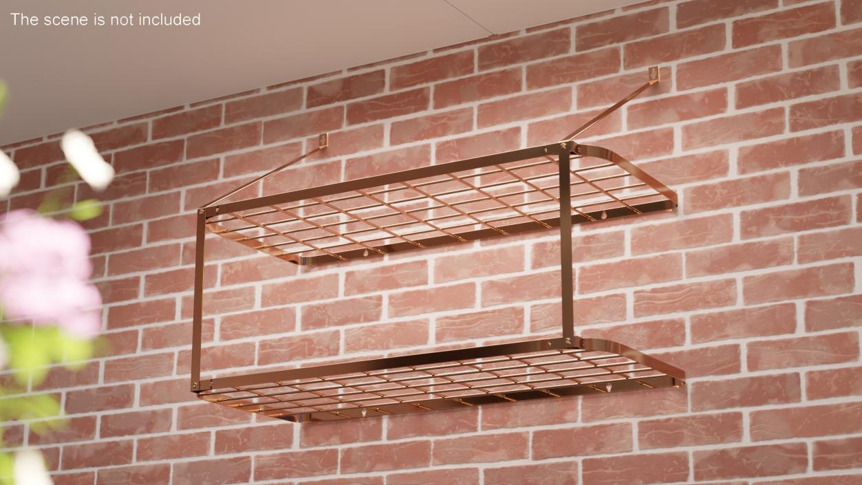 3D Wall Mounted Kitchen Pot Rack Organizer Copper