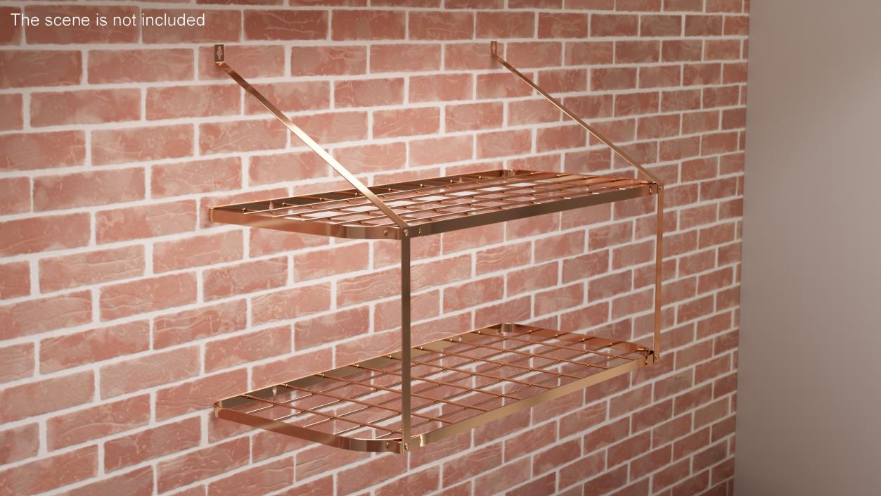 3D Wall Mounted Kitchen Pot Rack Organizer Copper