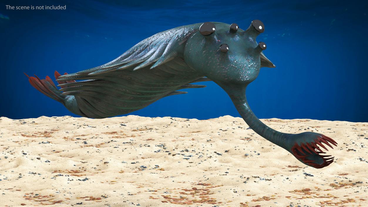 3D Green Opabinia Swimming model