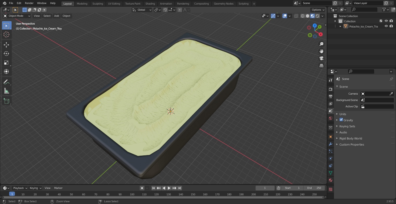 Pistachio Ice Cream Tray 3D model