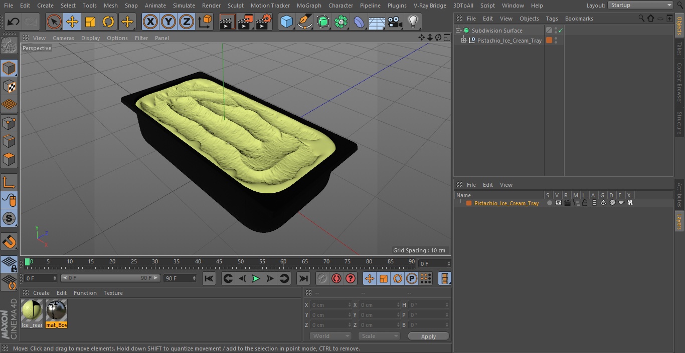 Pistachio Ice Cream Tray 3D model