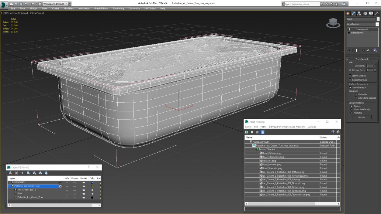 Pistachio Ice Cream Tray 3D model