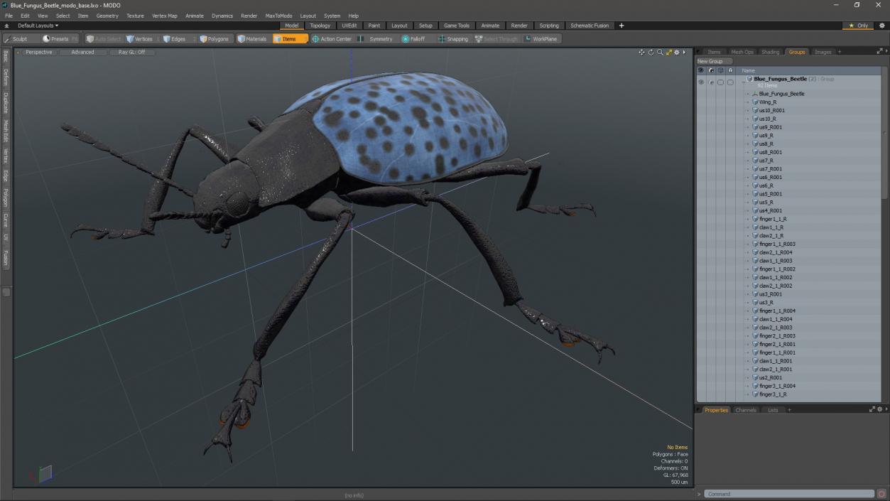 3D Blue Fungus Beetle model