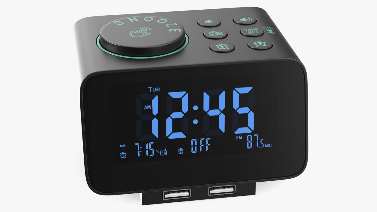 3D Dual Digital Alarm Clock Radio Plastic model