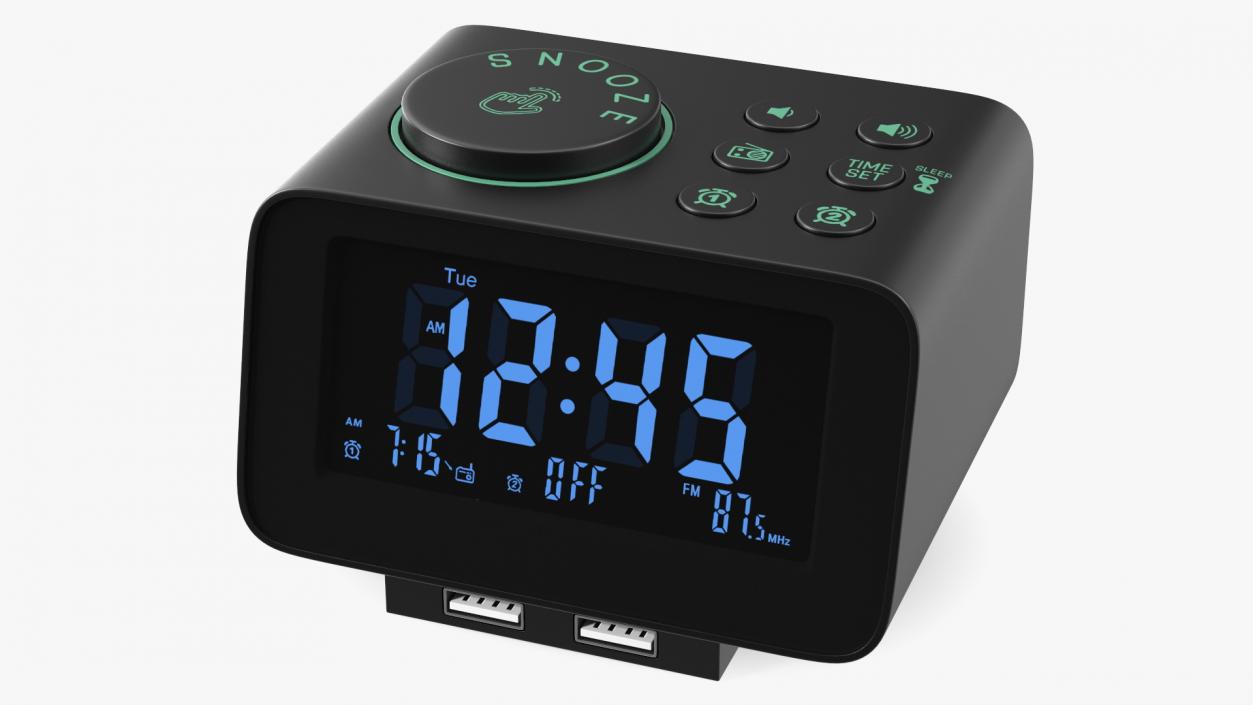 3D Dual Digital Alarm Clock Radio Plastic model