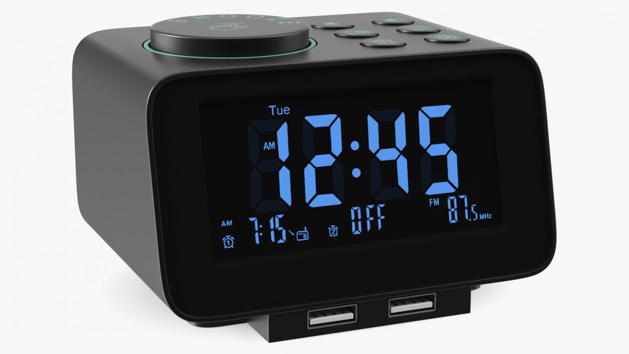 3D Dual Digital Alarm Clock Radio Plastic model