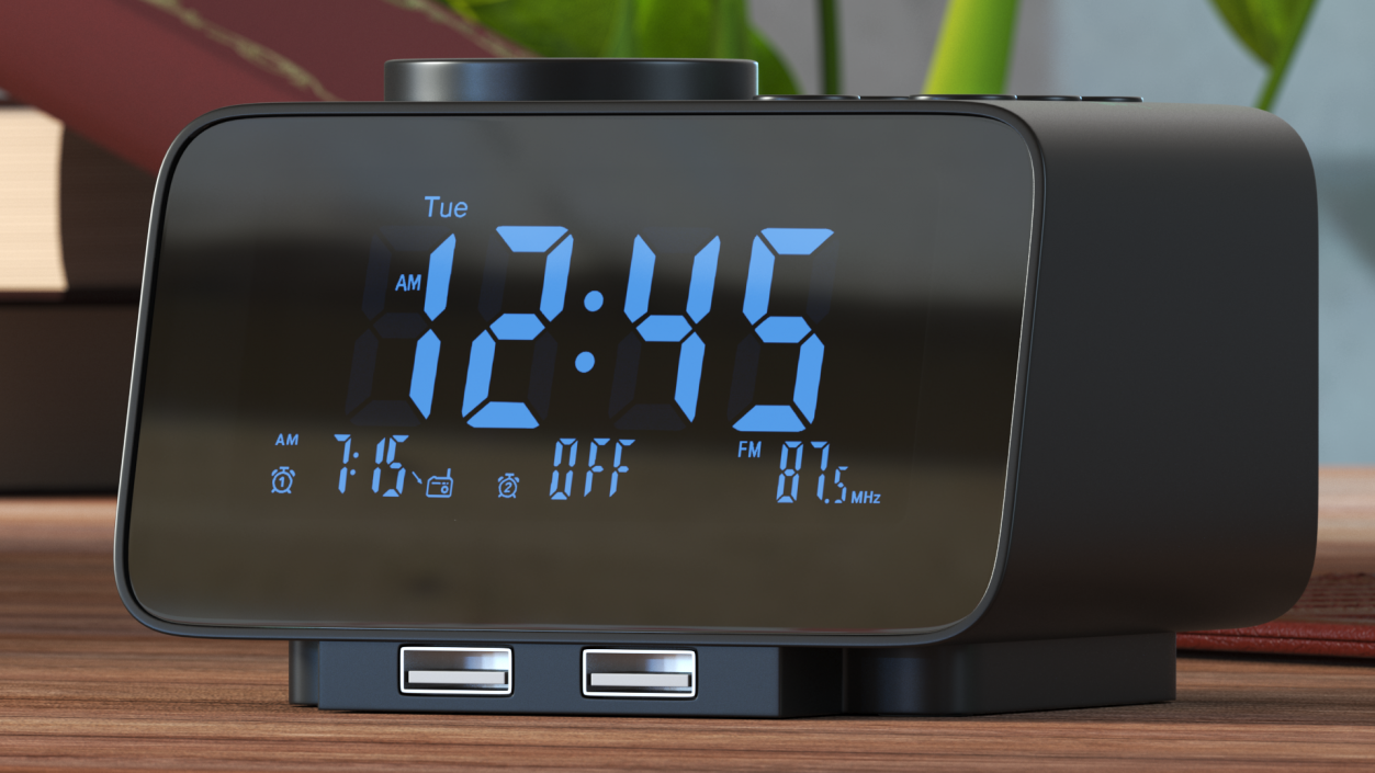 3D Dual Digital Alarm Clock Radio Plastic model