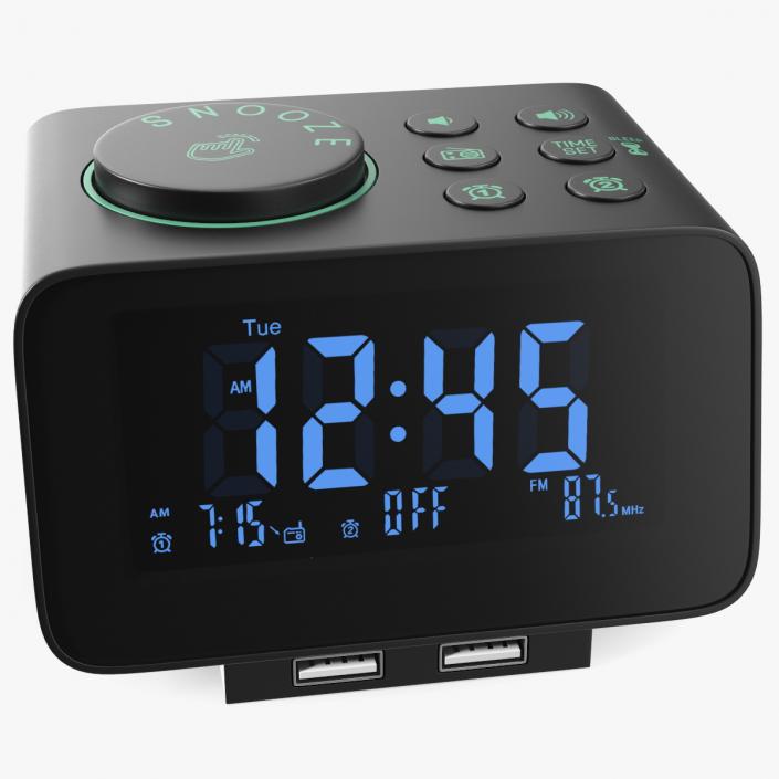 3D Dual Digital Alarm Clock Radio Plastic model