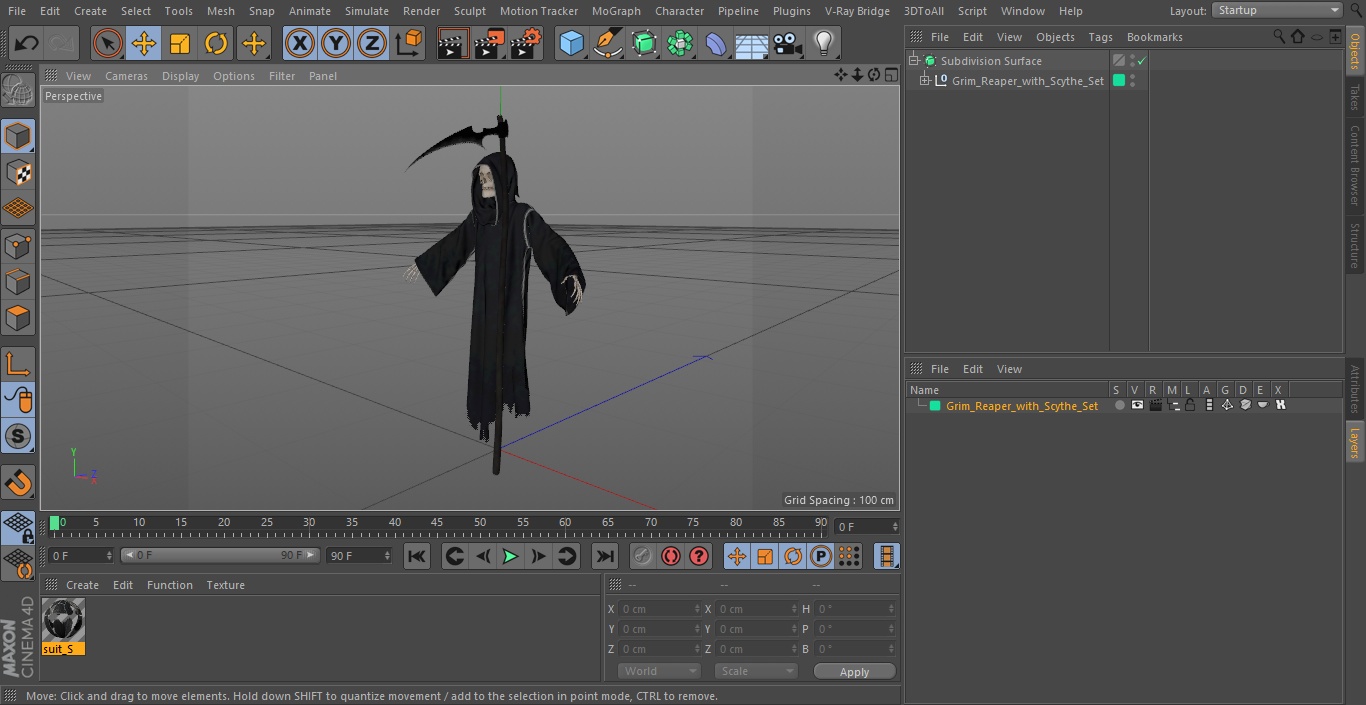 Grim Reaper with Scythe Set 3D