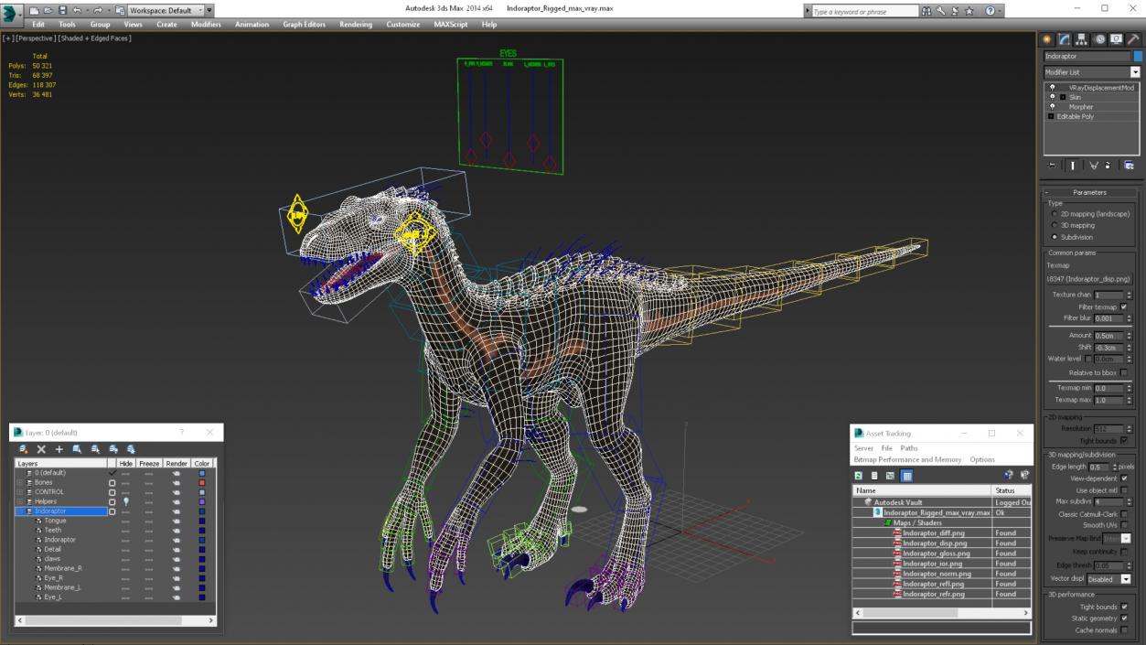 3D Indoraptor Rigged for Cinema 4D