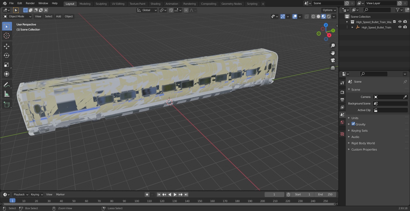 High Speed Bullet Train Wagon 3D model