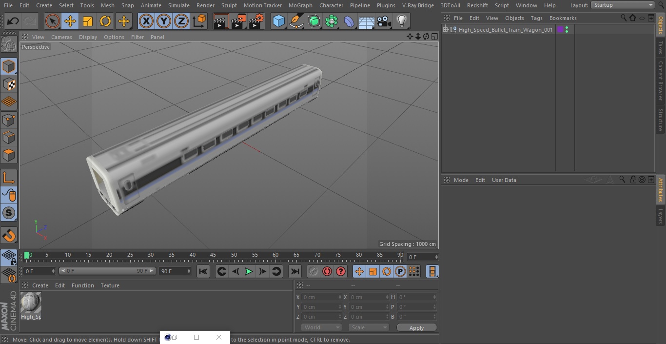 High Speed Bullet Train Wagon 3D model