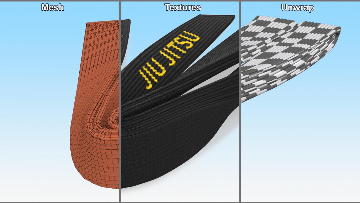 Jiu Jitsu Black Obi Belt 3D model