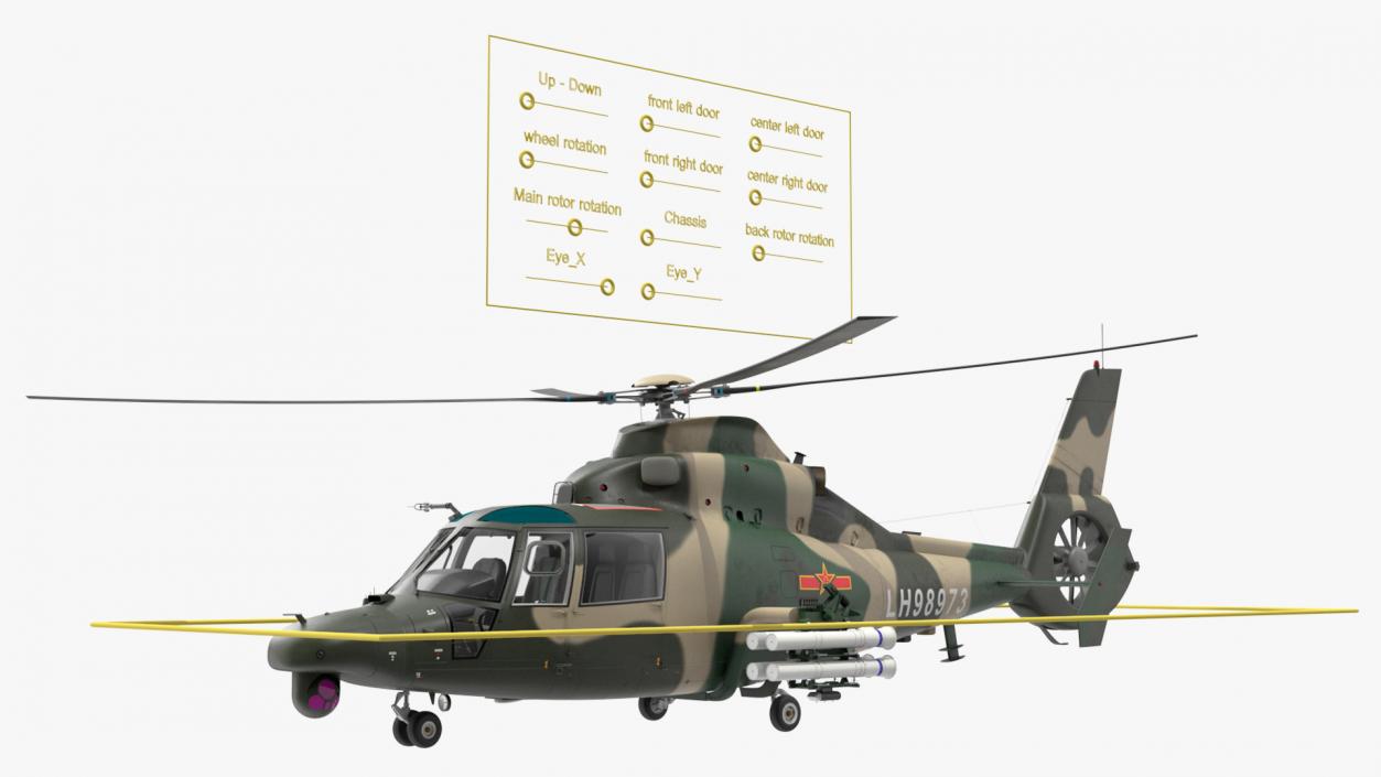 3D Military Harbin Z-9WZ with Missile Rigged