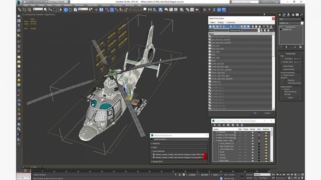 3D Military Harbin Z-9WZ with Missile Rigged