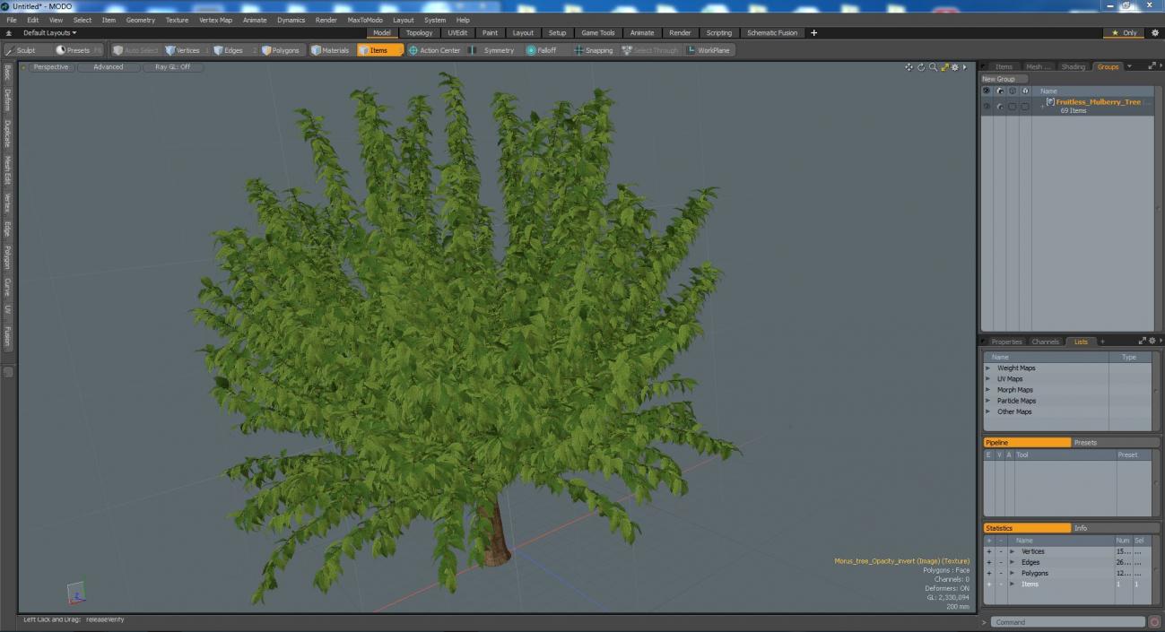 3D Fruitless Mulberry Tree model