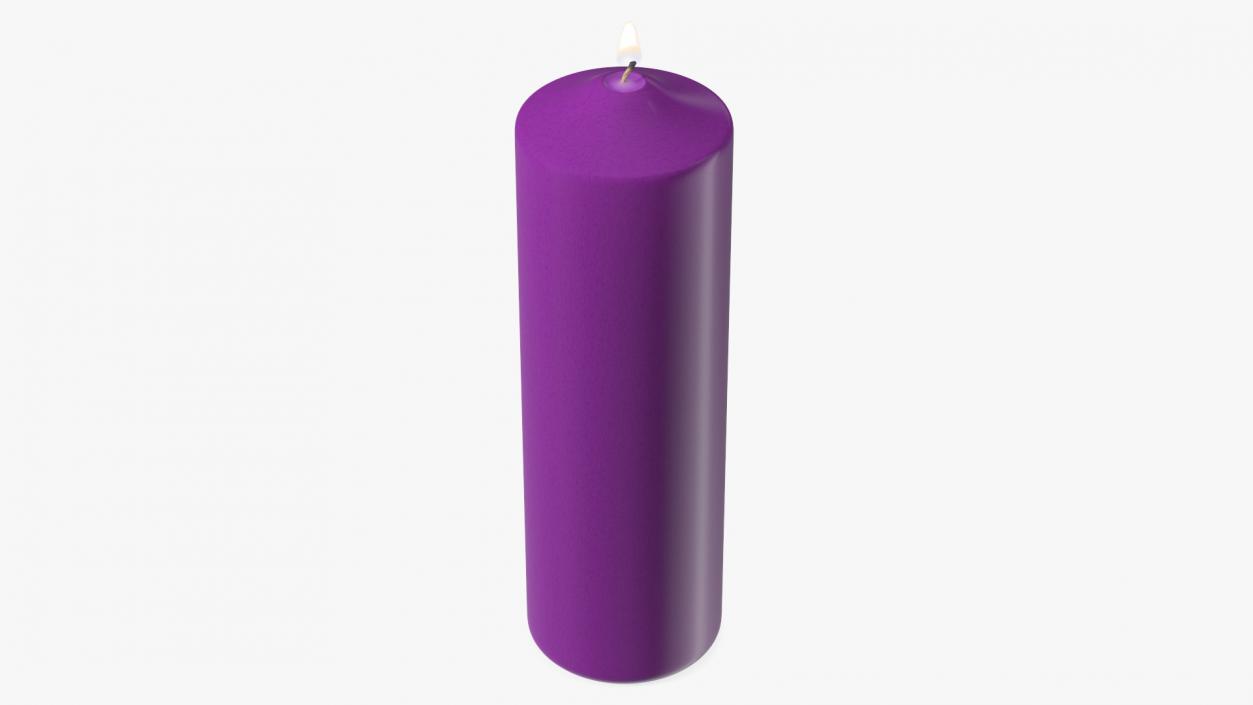 Lit Dome Top Altar Pillar Candle Purple 3D model