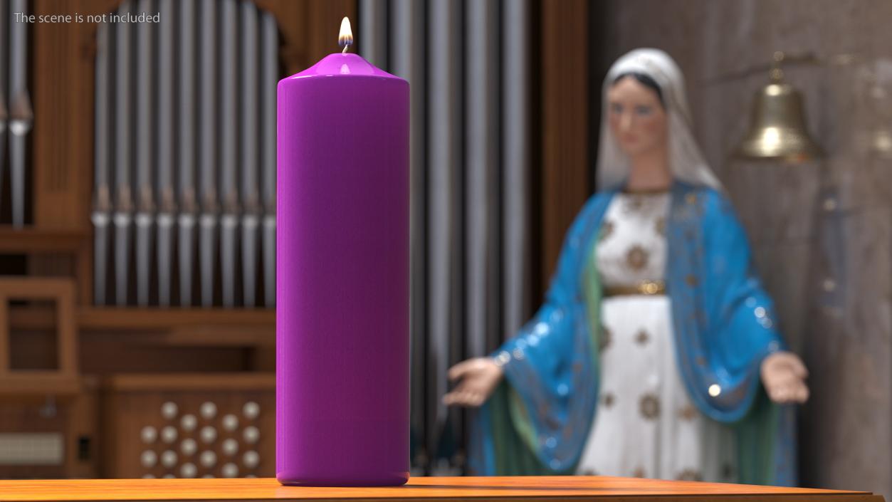 Lit Dome Top Altar Pillar Candle Purple 3D model