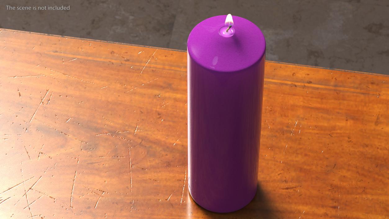 Lit Dome Top Altar Pillar Candle Purple 3D model