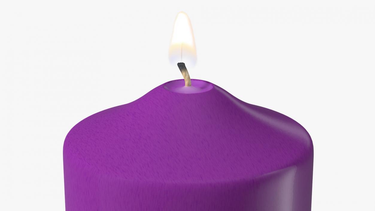 Lit Dome Top Altar Pillar Candle Purple 3D model