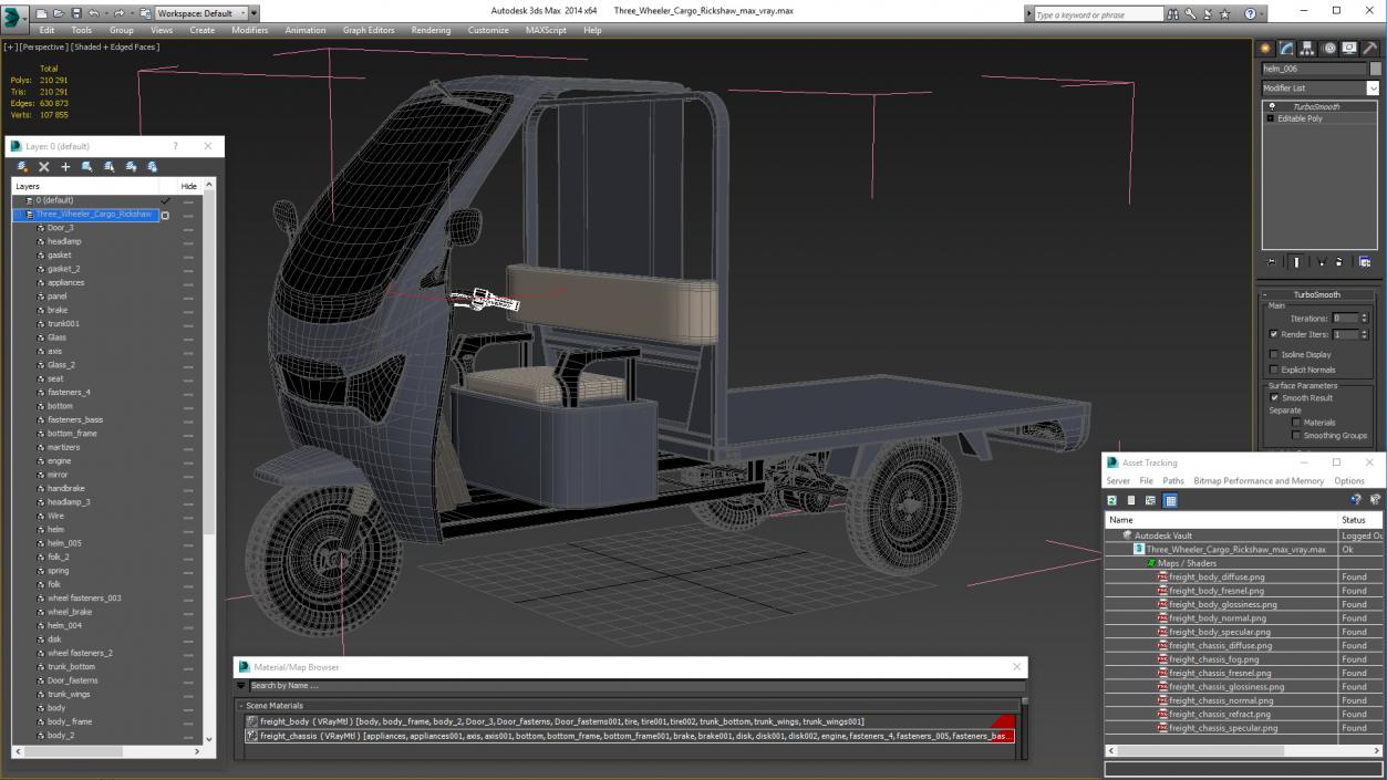 3D Three Wheeler Cargo Rickshaw model