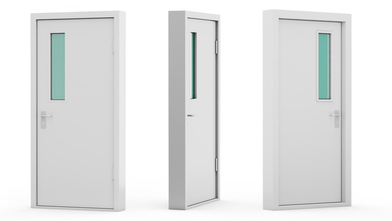 3D model Personnel Steel Door Grey