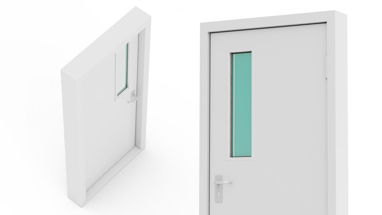 3D model Personnel Steel Door Grey