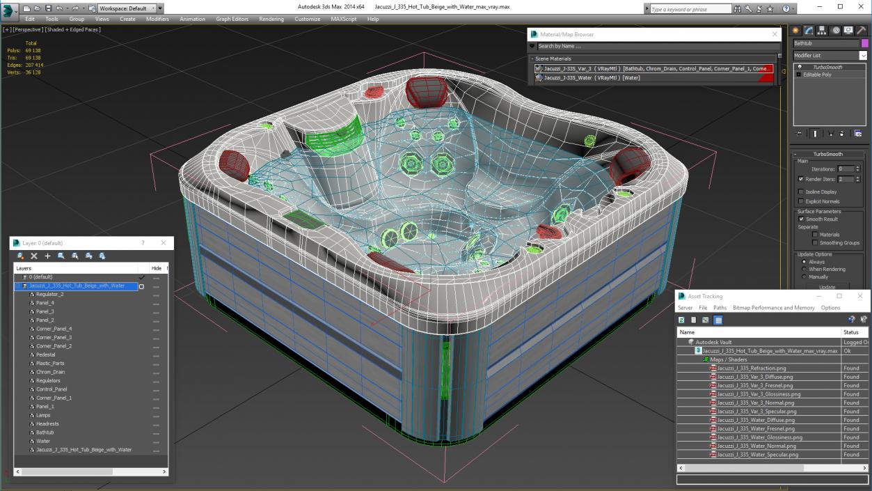 3D Jacuzzi J 335 Hot Tub Beige with Water model