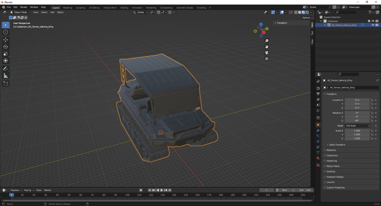 3D model All Terrain Vehicle Dirty