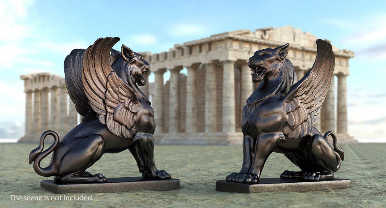 3D Bronze Griffin Statue