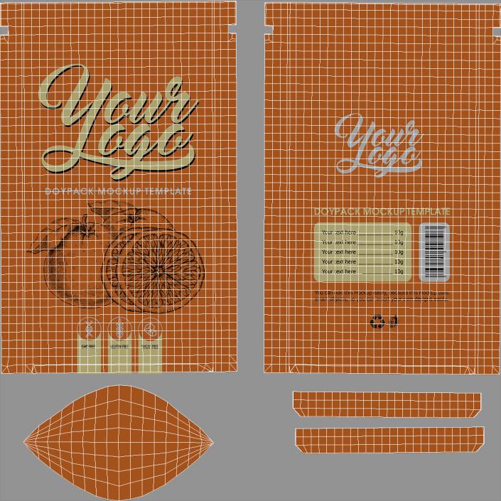 Doy Pack With Zipper Mockup Orange 3D model