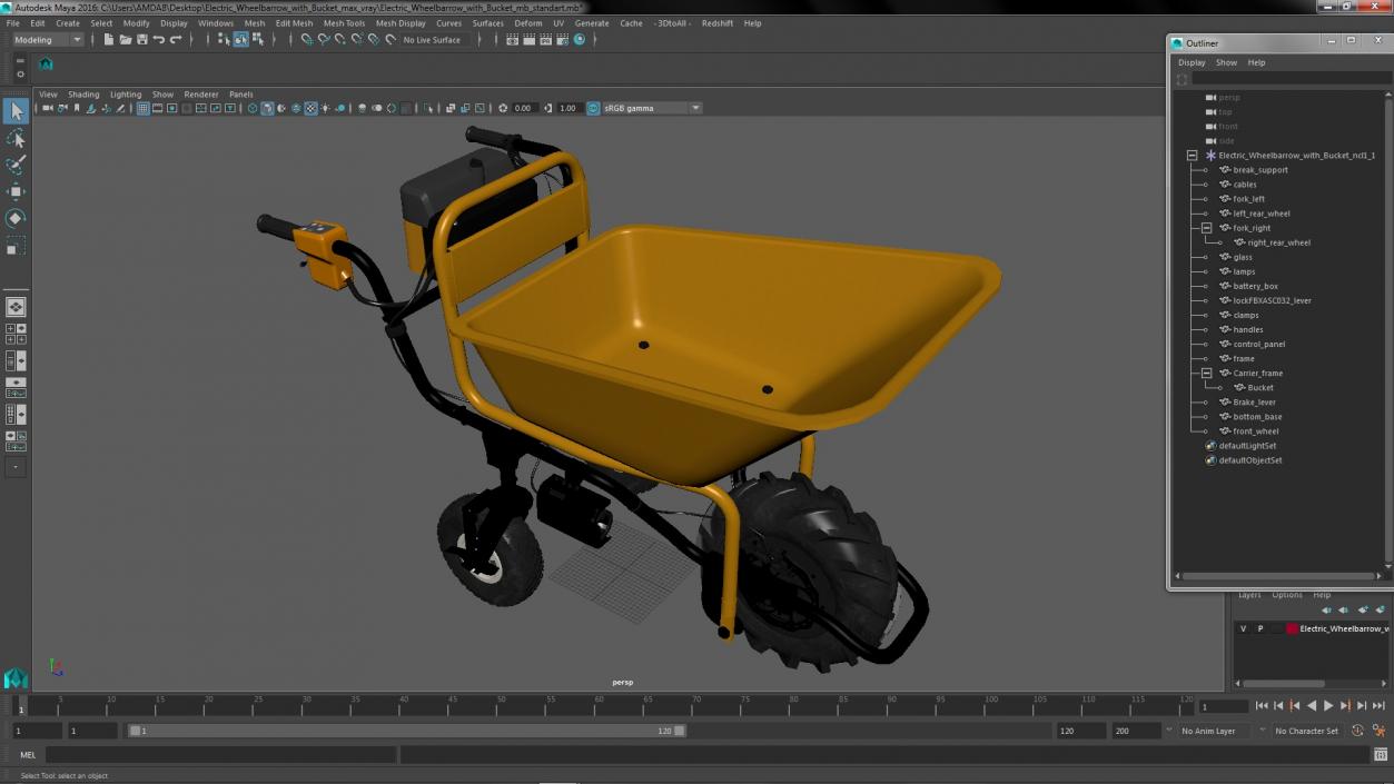 Electric Wheelbarrow with Bucket 3D