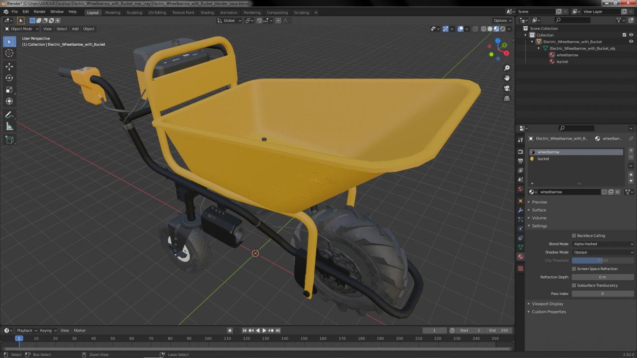 Electric Wheelbarrow with Bucket 3D