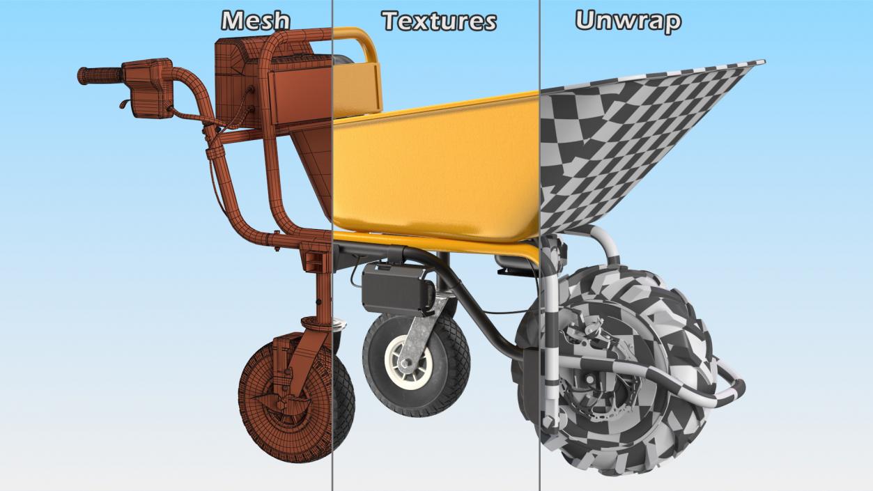 Electric Wheelbarrow with Bucket 3D