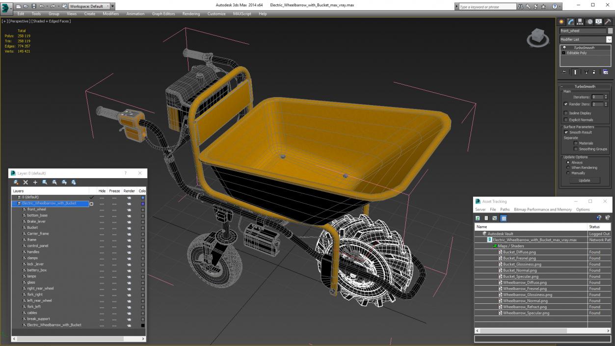 Electric Wheelbarrow with Bucket 3D