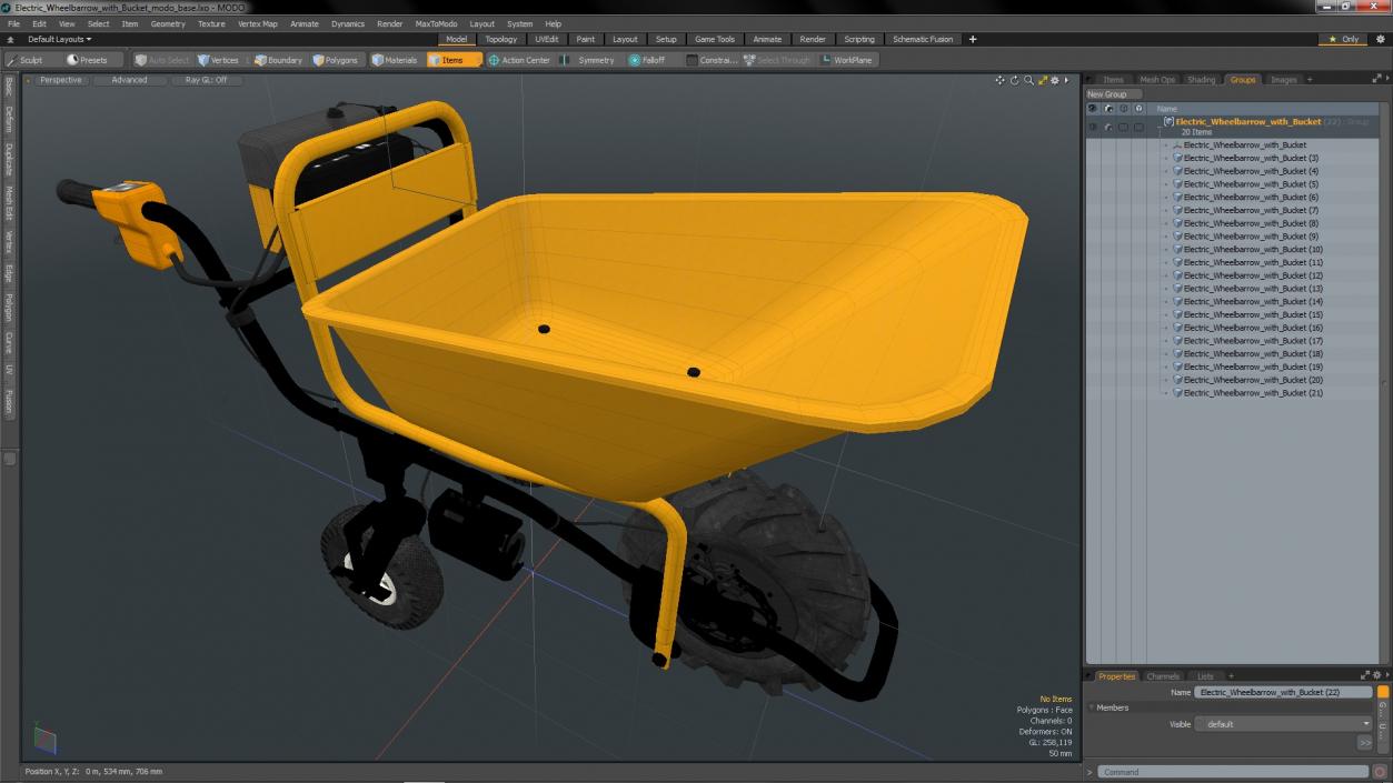 Electric Wheelbarrow with Bucket 3D