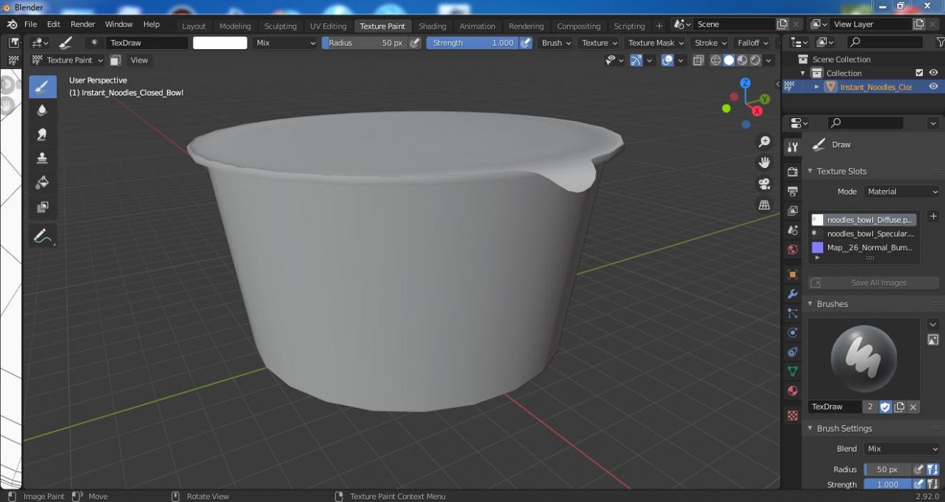 Instant Noodles Closed Bowl 3D