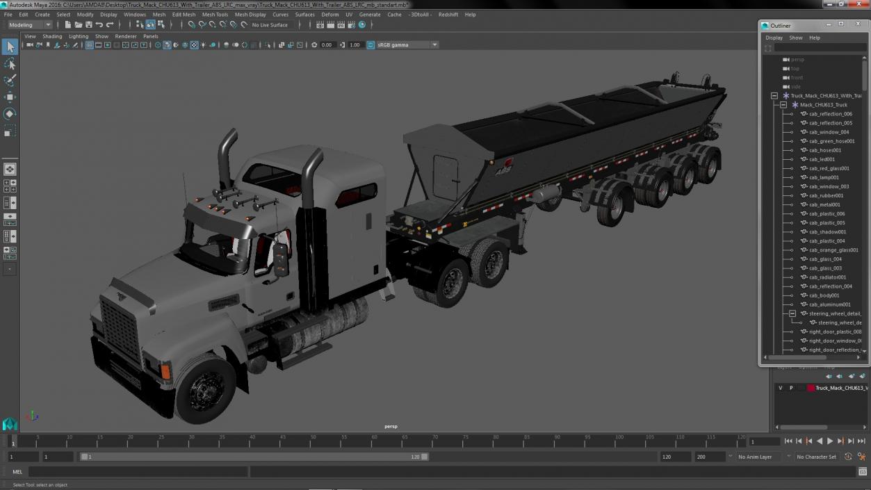 3D Truck Mack CHU613 With Trailer ABS LRC model