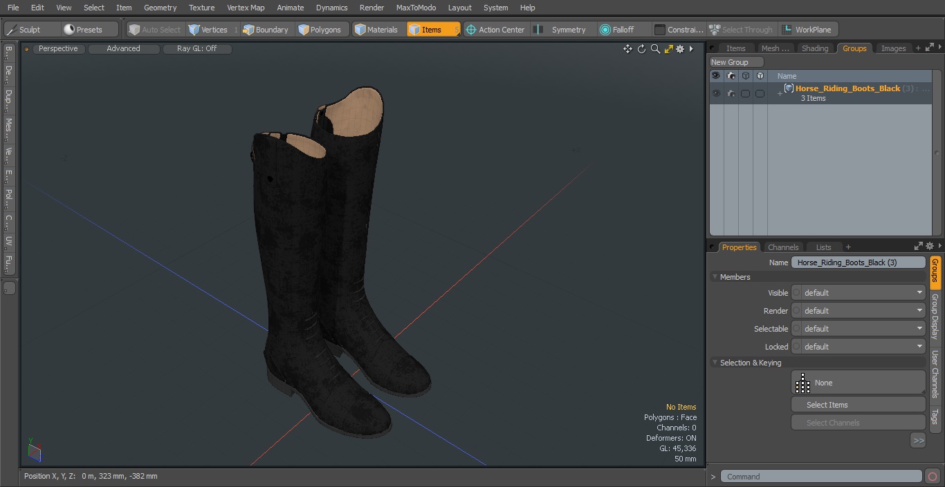 Horse Riding Boots Black 3D model