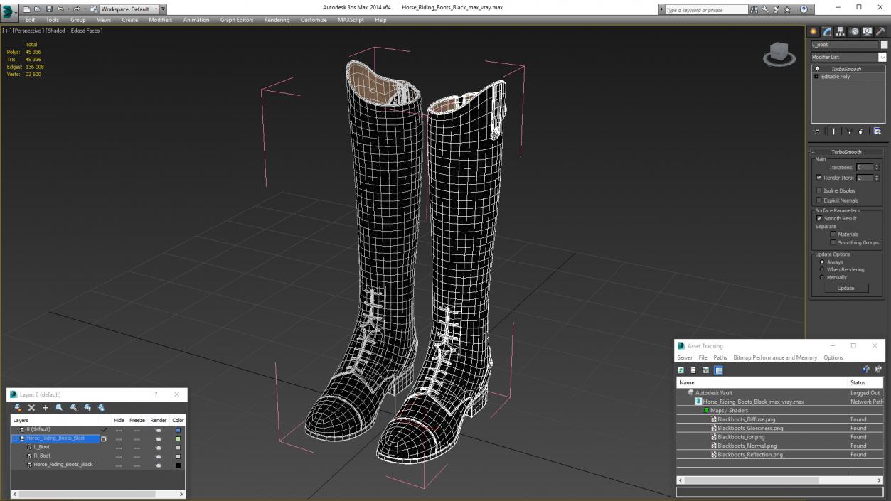 Horse Riding Boots Black 3D model