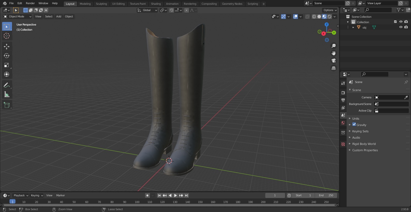 Horse Riding Boots Black 3D model